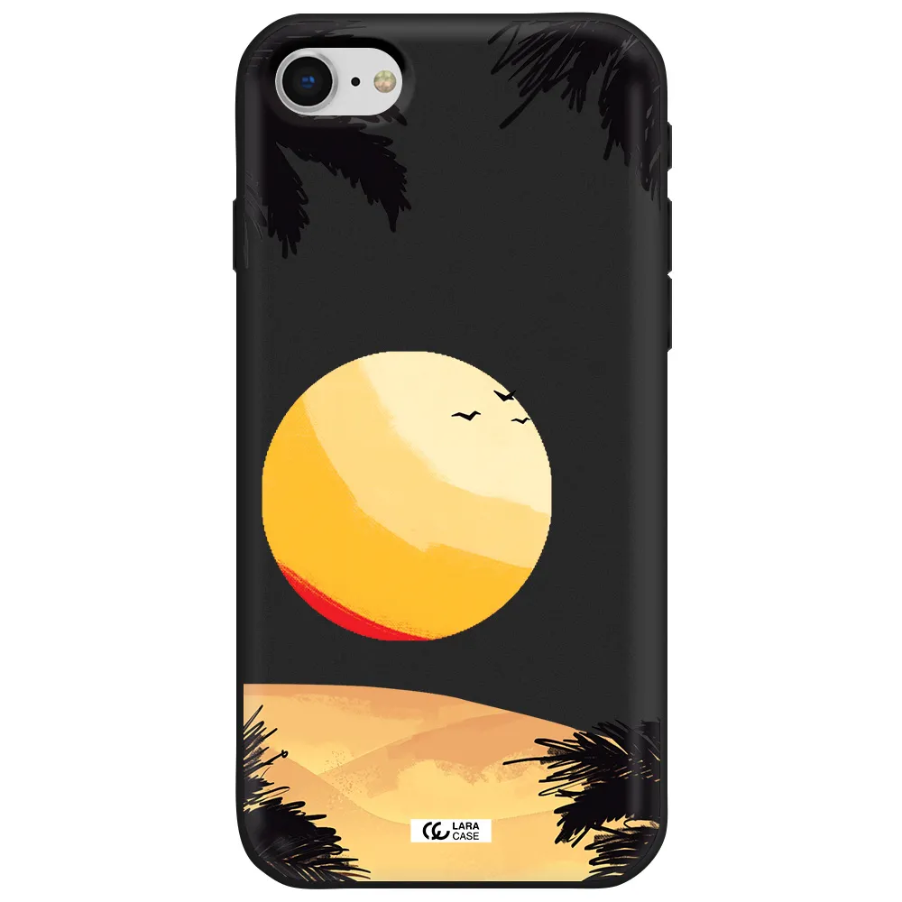 Sunset On The Beach Apple iPhone se 2020 Silicone black Case