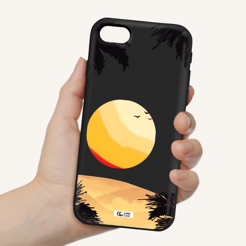 Sunset On The Beach Apple iPhone se 2020 Silicone black Case