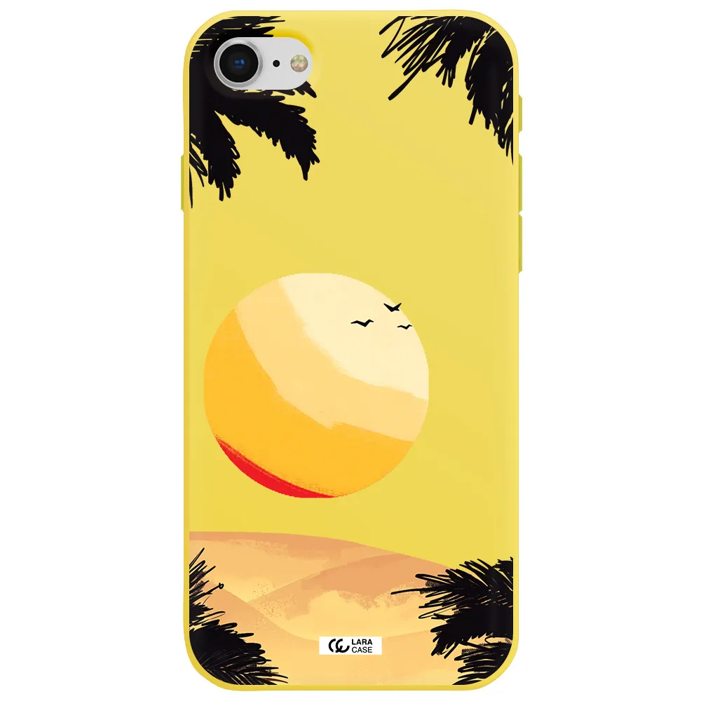 Sunset On The Beach Apple iPhone se 2020 Silicone canary yellow Case
