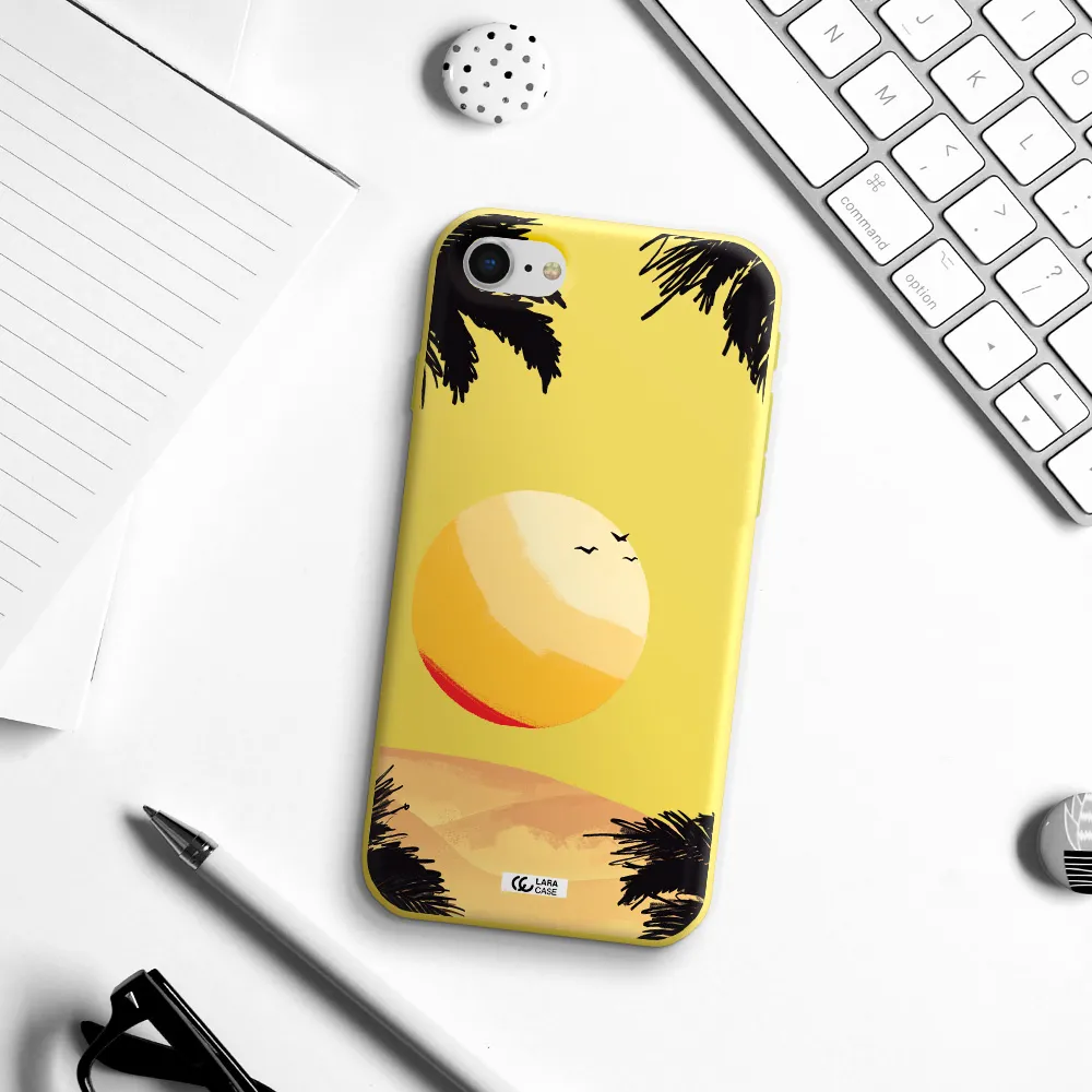 Sunset On The Beach Apple iPhone se 2020 Silicone canary yellow Case