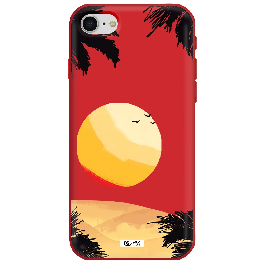 Sunset On The Beach Apple iPhone se 2020 Silicone Imperial Red Case