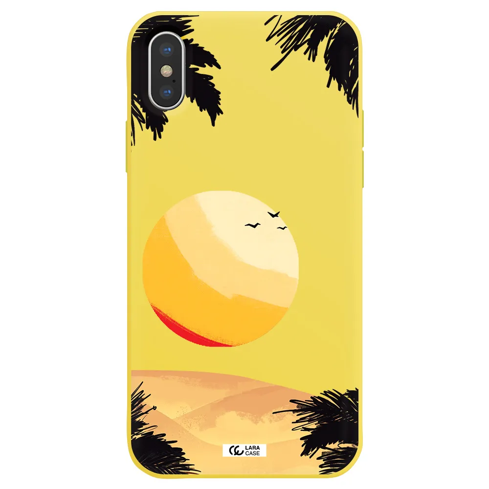 Sunset On The Beach Apple iPhone X Silicone canary yellow Case