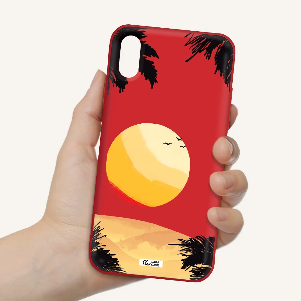 Sunset On The Beach Apple iPhone X Silicone Imperial Red Case