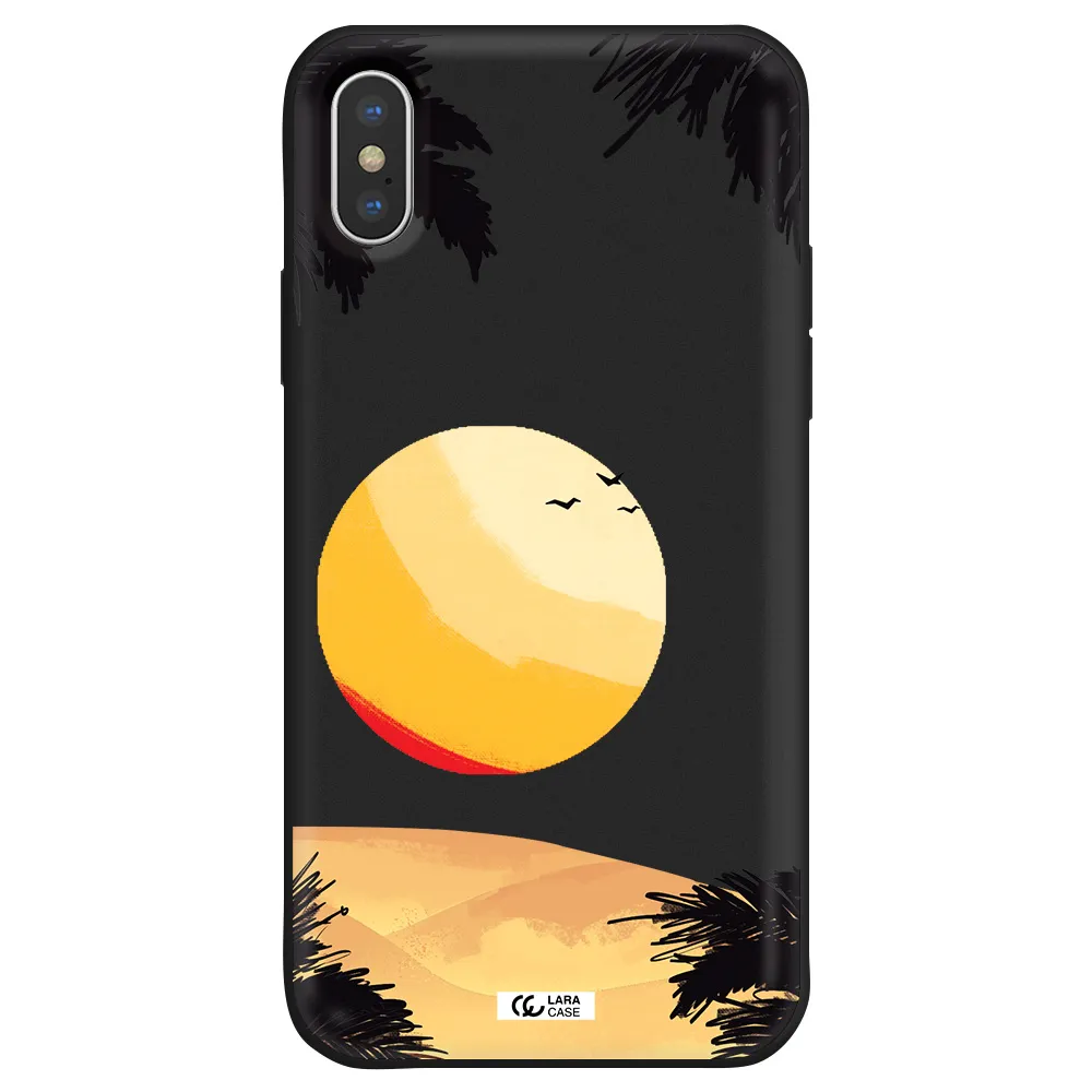 Sunset On The Beach Apple iPhone XS Silicone black Case