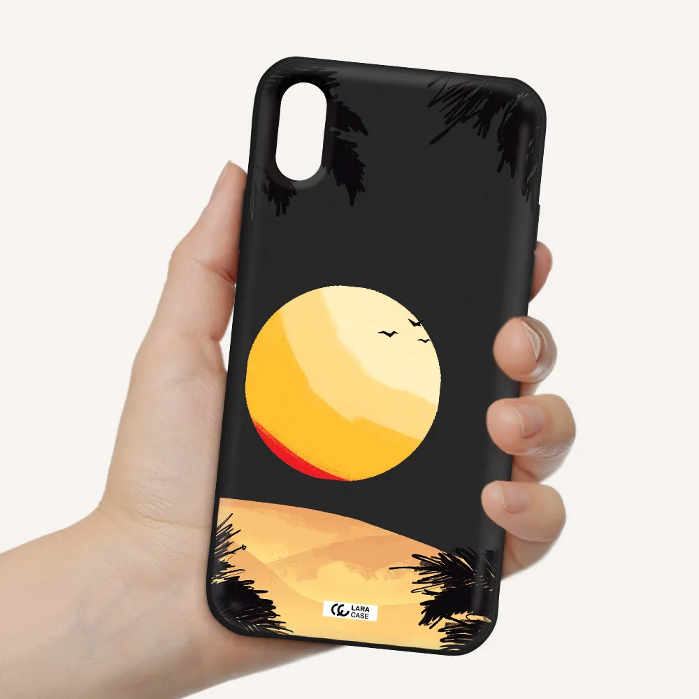 Sunset On The Beach Apple iPhone XS Silicone black Case