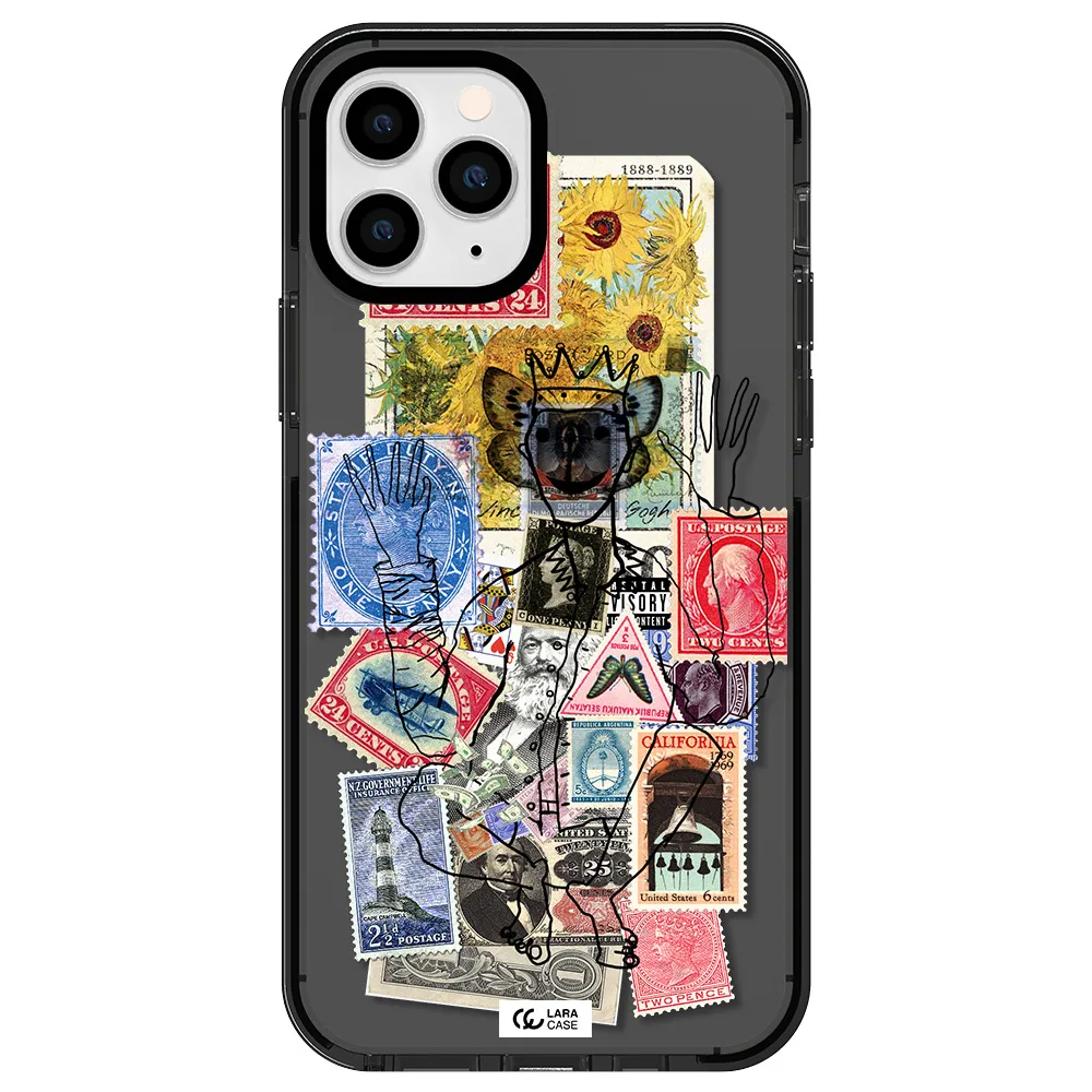 Stamp Collection Apple iPhone 11 pro max impact Smoke Black Case