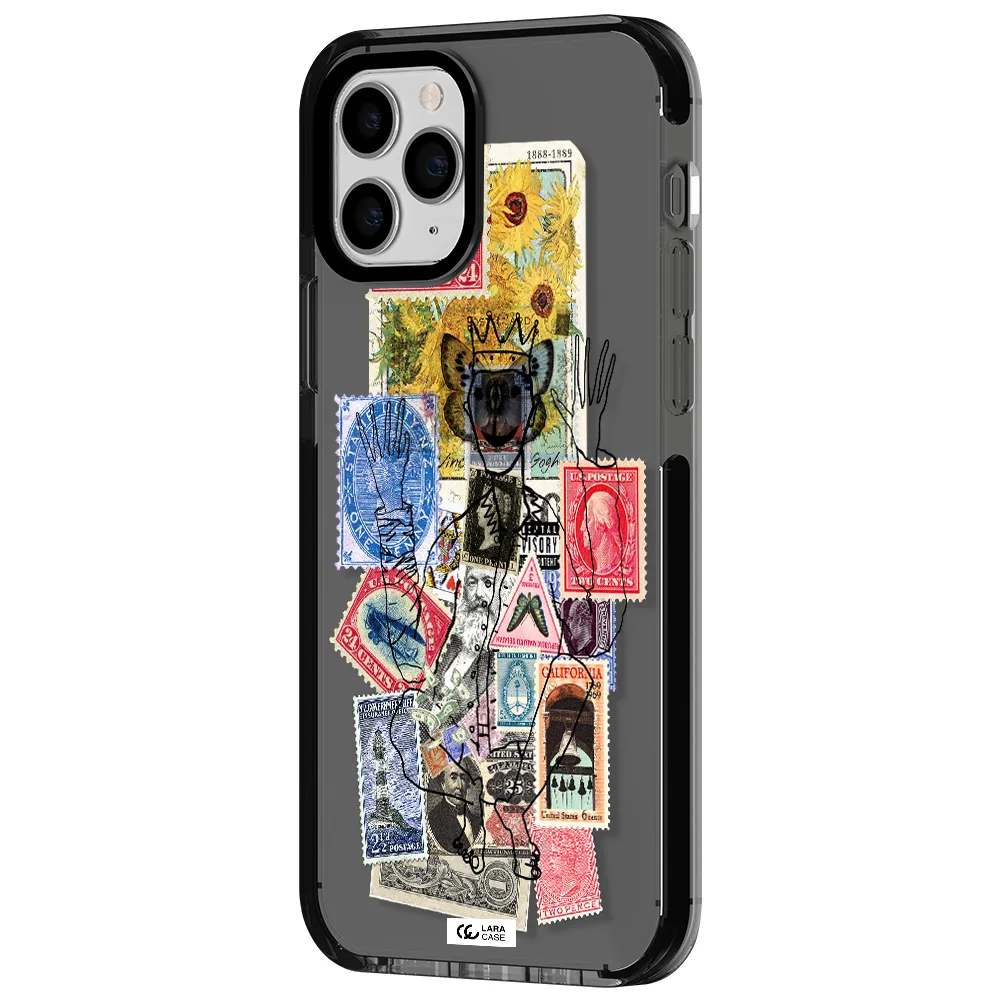 Stamp Collection Apple iPhone 11 pro max impact Smoke Black Case