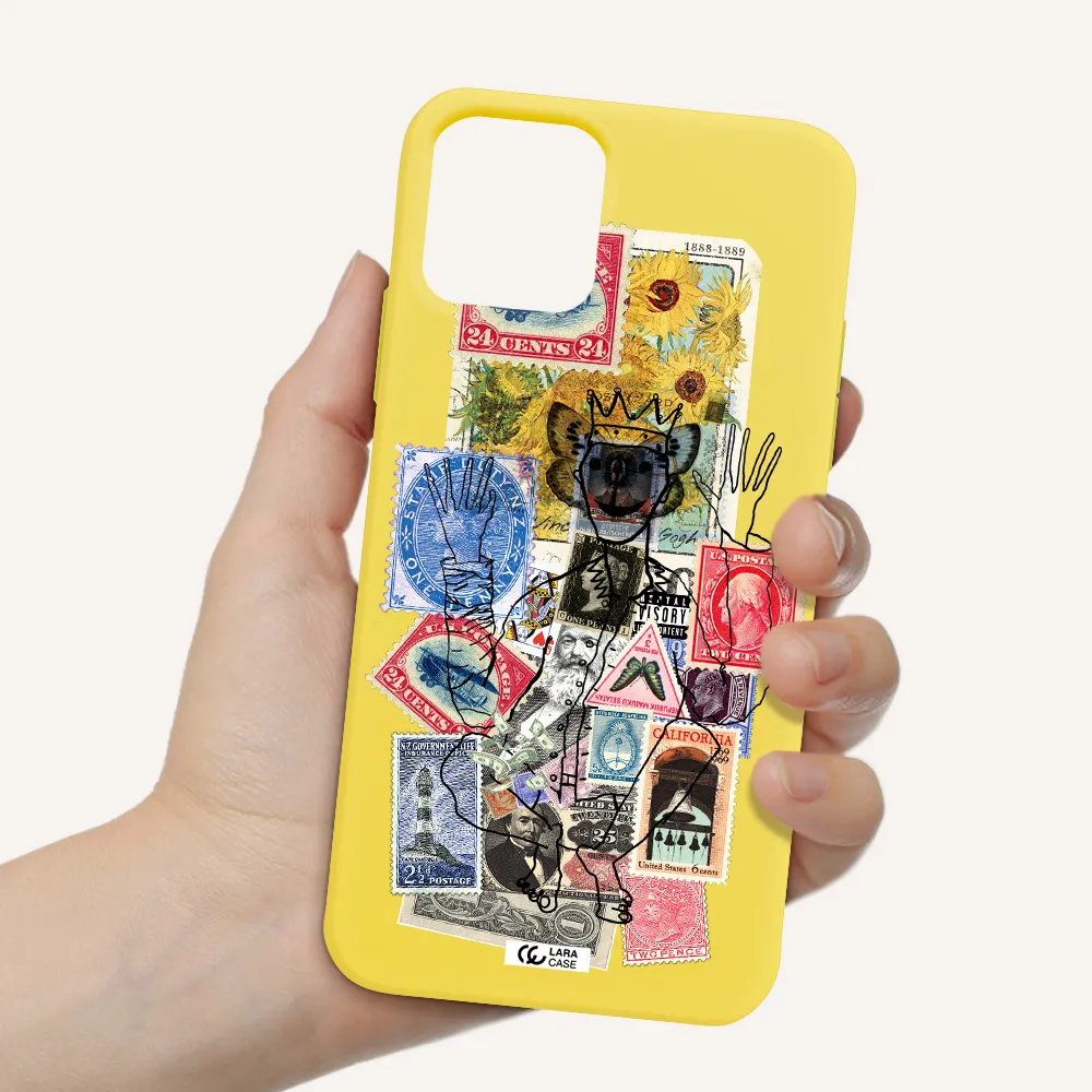 Stamp Collection Apple iPhone 11 pro max Silicone canary yellow Case