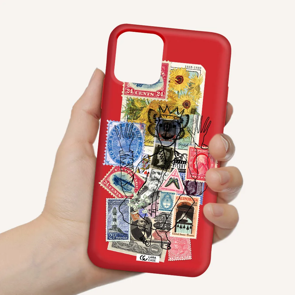 Stamp Collection Apple iPhone 11 pro max Silicone Imperial Red Case