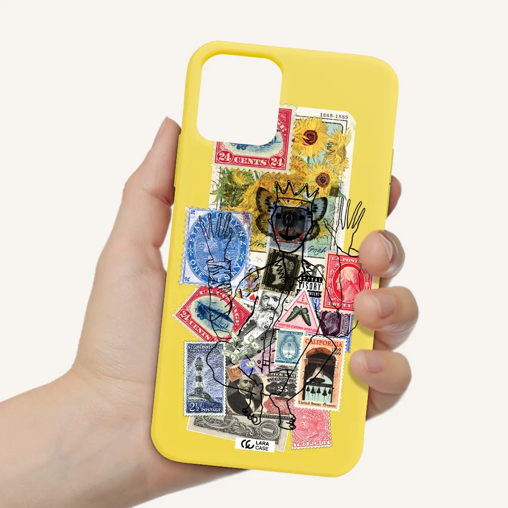 Stamp Collection Apple iPhone 11 pro Silicone canary yellow Case