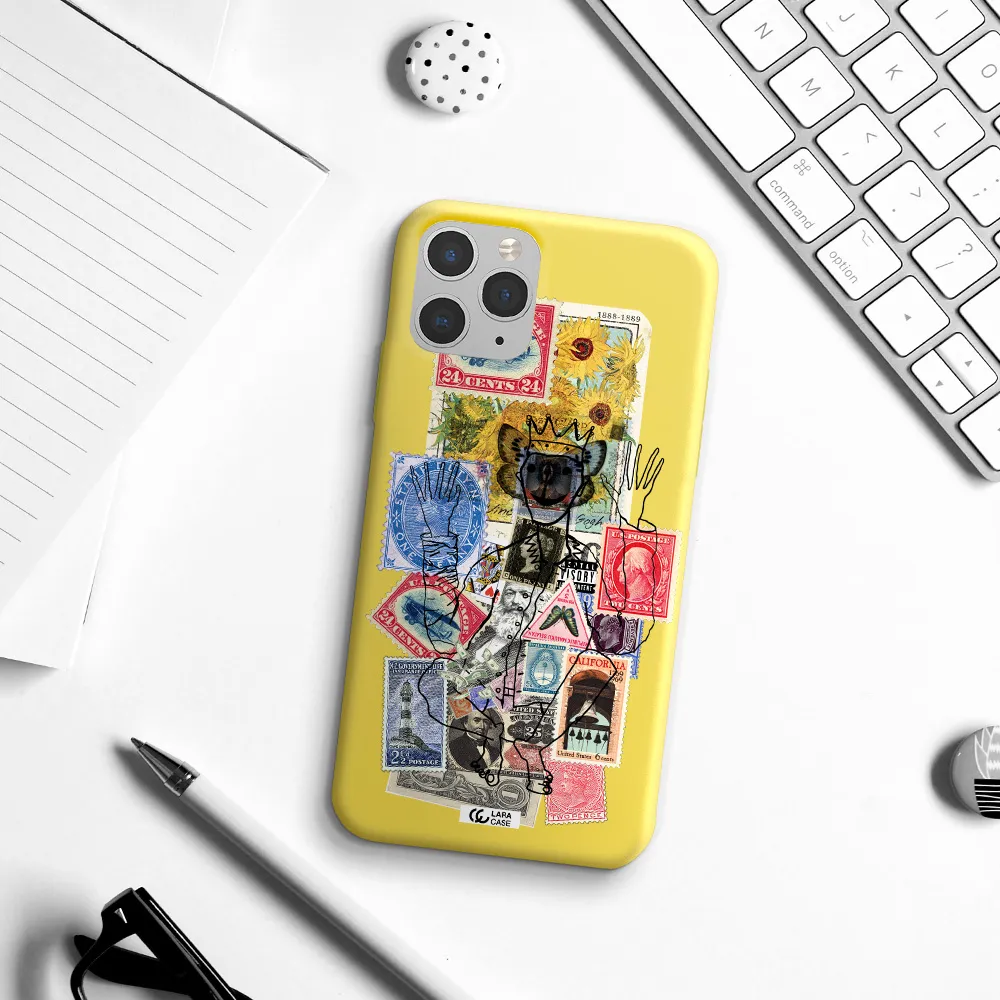 Stamp Collection Apple iPhone 11 pro Silicone canary yellow Case