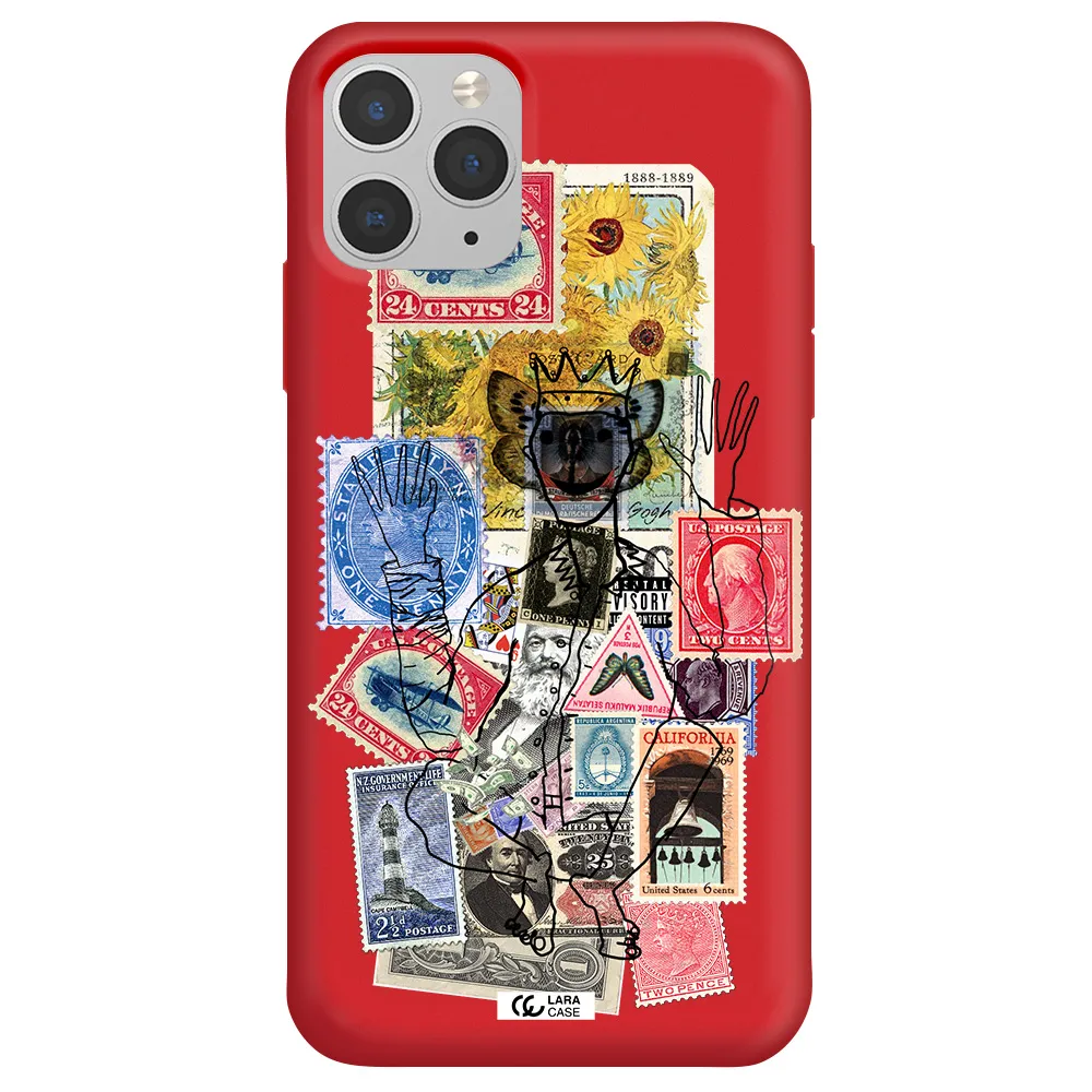 Stamp Collection Apple iPhone 11 pro Silicone Imperial Red Case