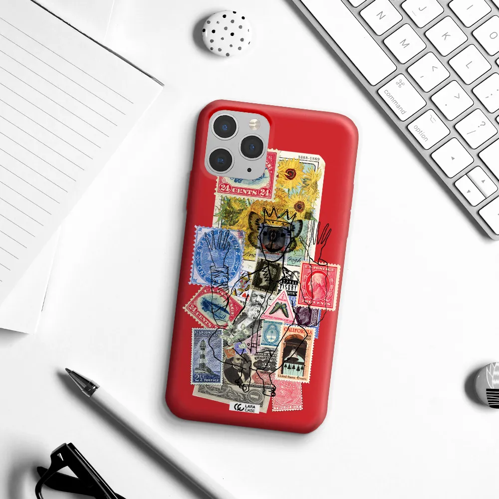 Stamp Collection Apple iPhone 11 pro Silicone Imperial Red Case