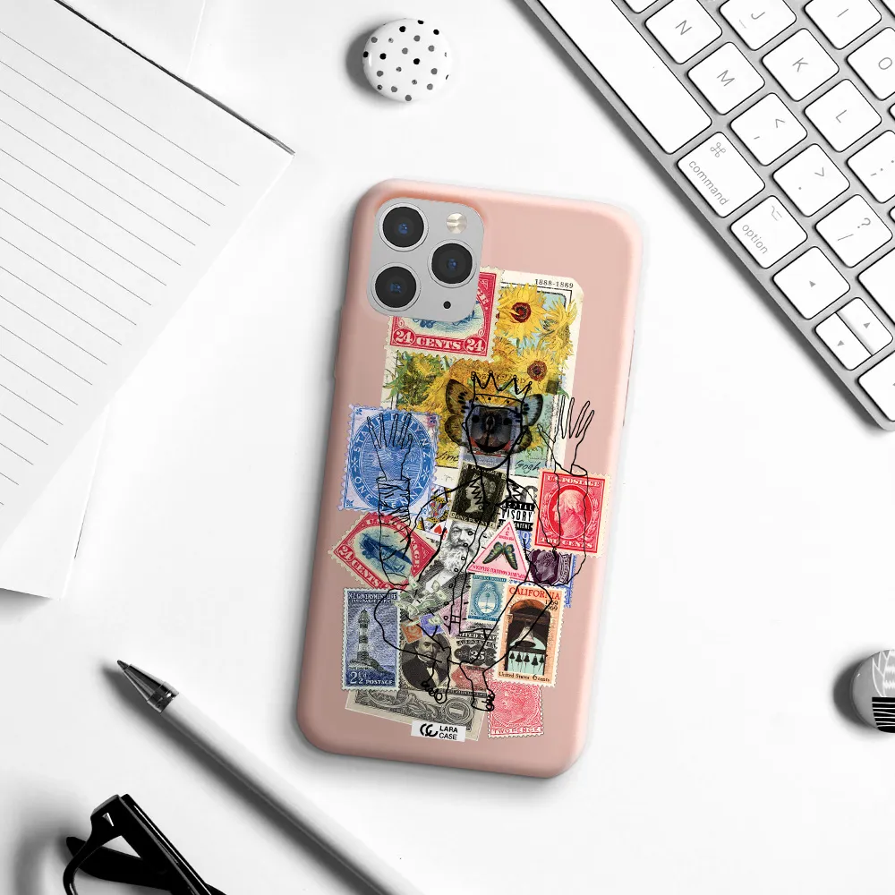 Stamp Collection Apple iPhone 11 pro Silicone pastel pink Case