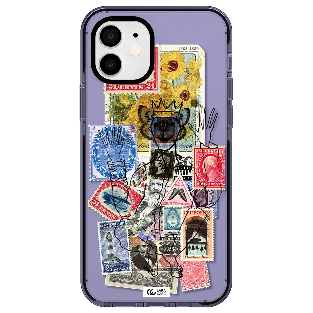Stamp Collection Apple iPhone 12 impact Lilac Case