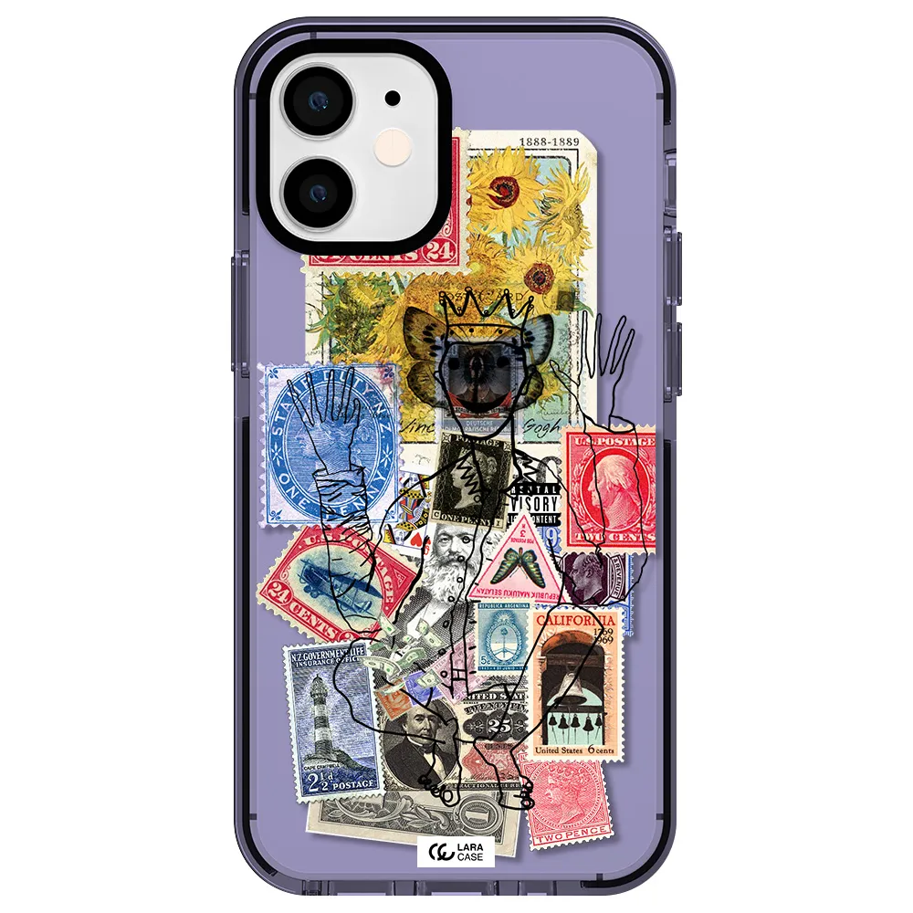 Stamp Collection Apple iPhone 12 mini impact Lilac Case