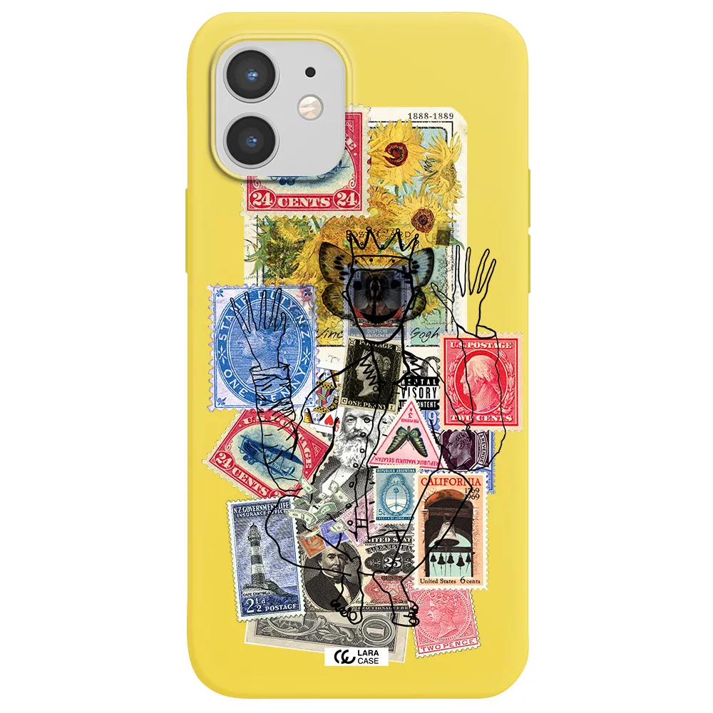 Stamp Collection Apple iPhone 12 mini Silicone canary yellow Case