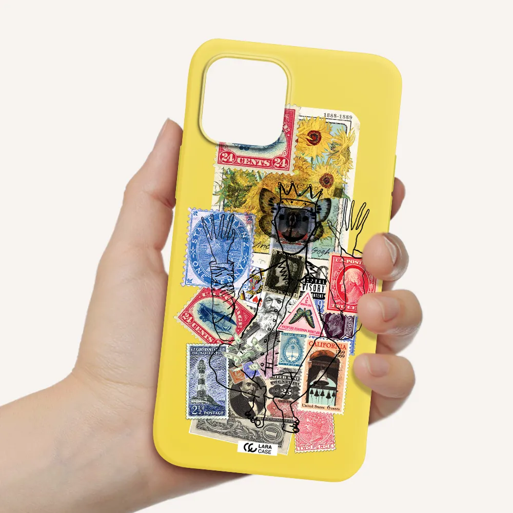 Stamp Collection Apple iPhone 12 mini Silicone canary yellow Case