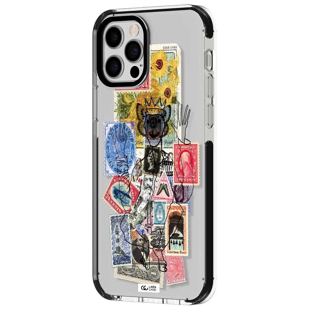 Stamp Collection Apple iPhone 12 pro impact black border Case