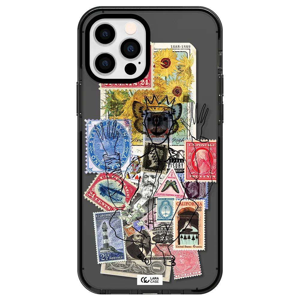 Stamp Collection Apple iPhone 12 pro impact Smoke Black Case