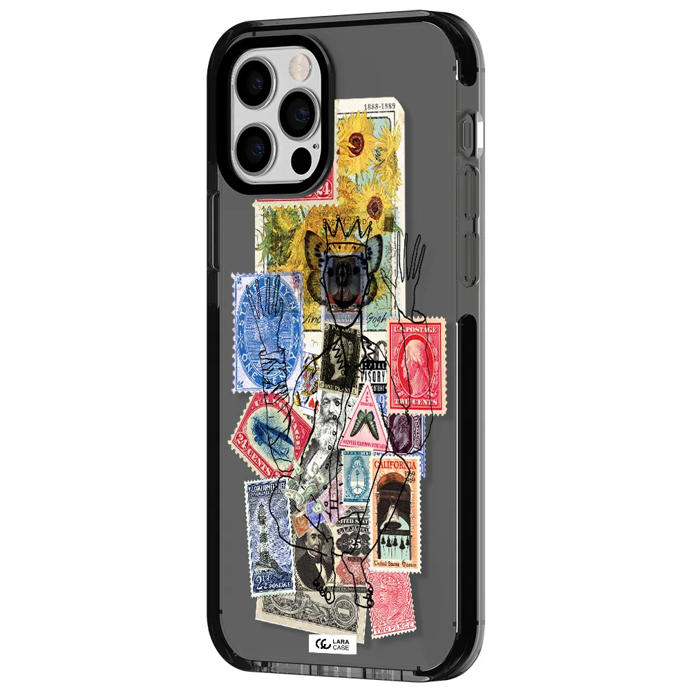 Stamp Collection Apple iPhone 12 pro impact Smoke Black Case