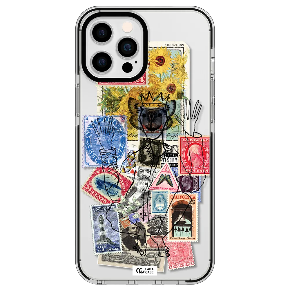 Stamp Collection Apple iPhone 12 pro max impact black border Case