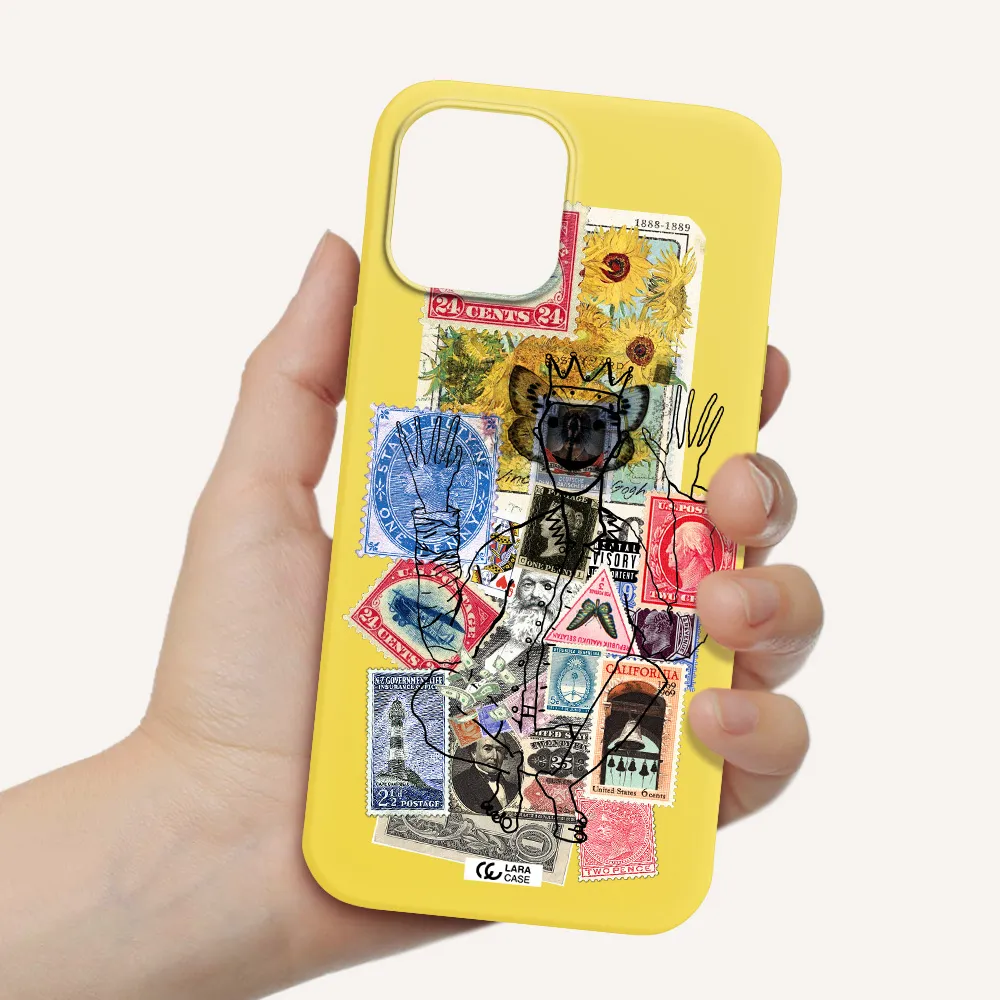 Stamp Collection Apple iPhone 12 pro max Silicone canary yellow Case