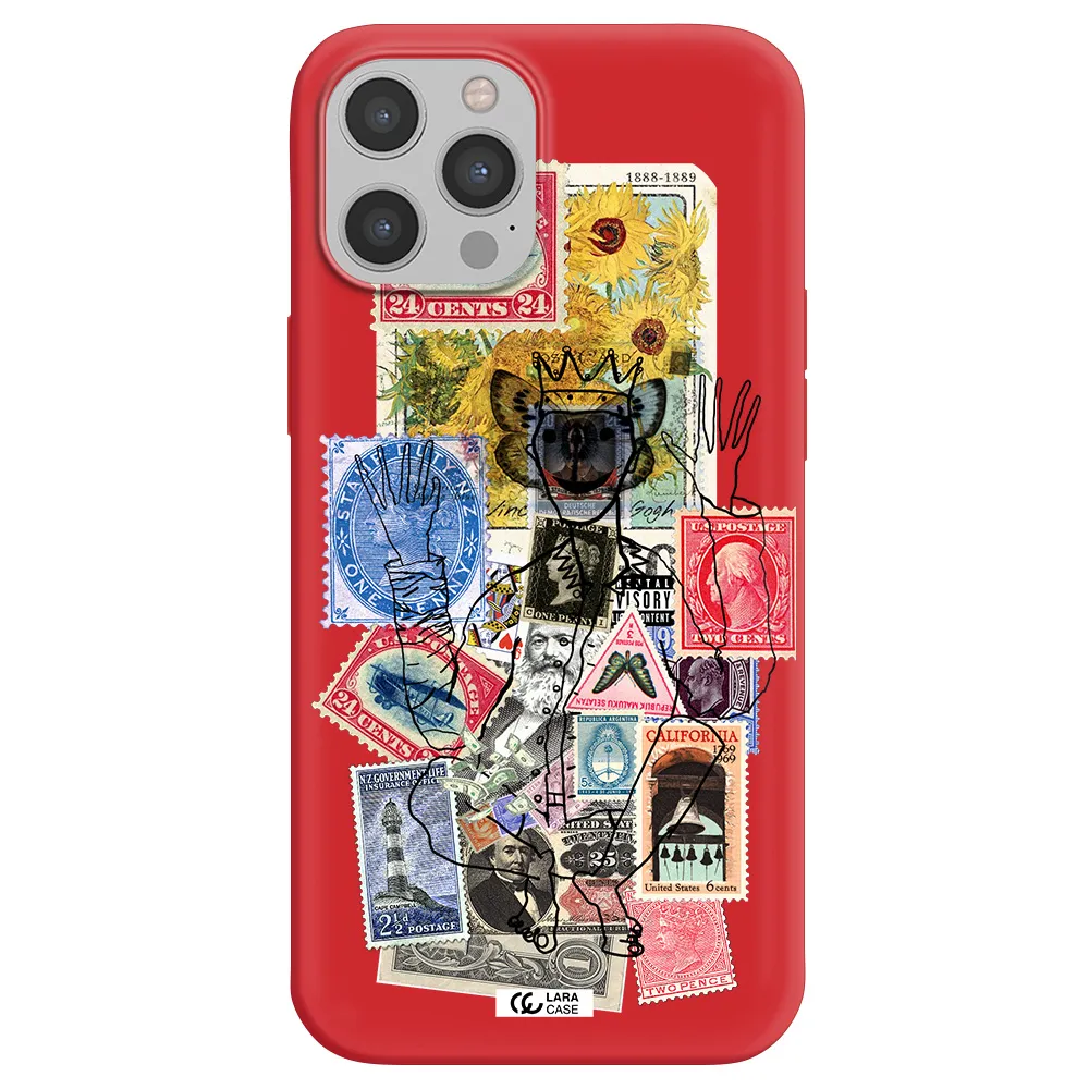 Stamp Collection Apple iPhone 12 pro max Silicone Imperial Red Case