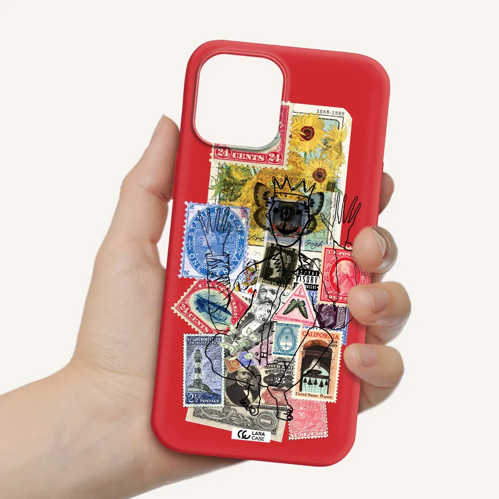 Stamp Collection Apple iPhone 12 pro max Silicone Imperial Red Case
