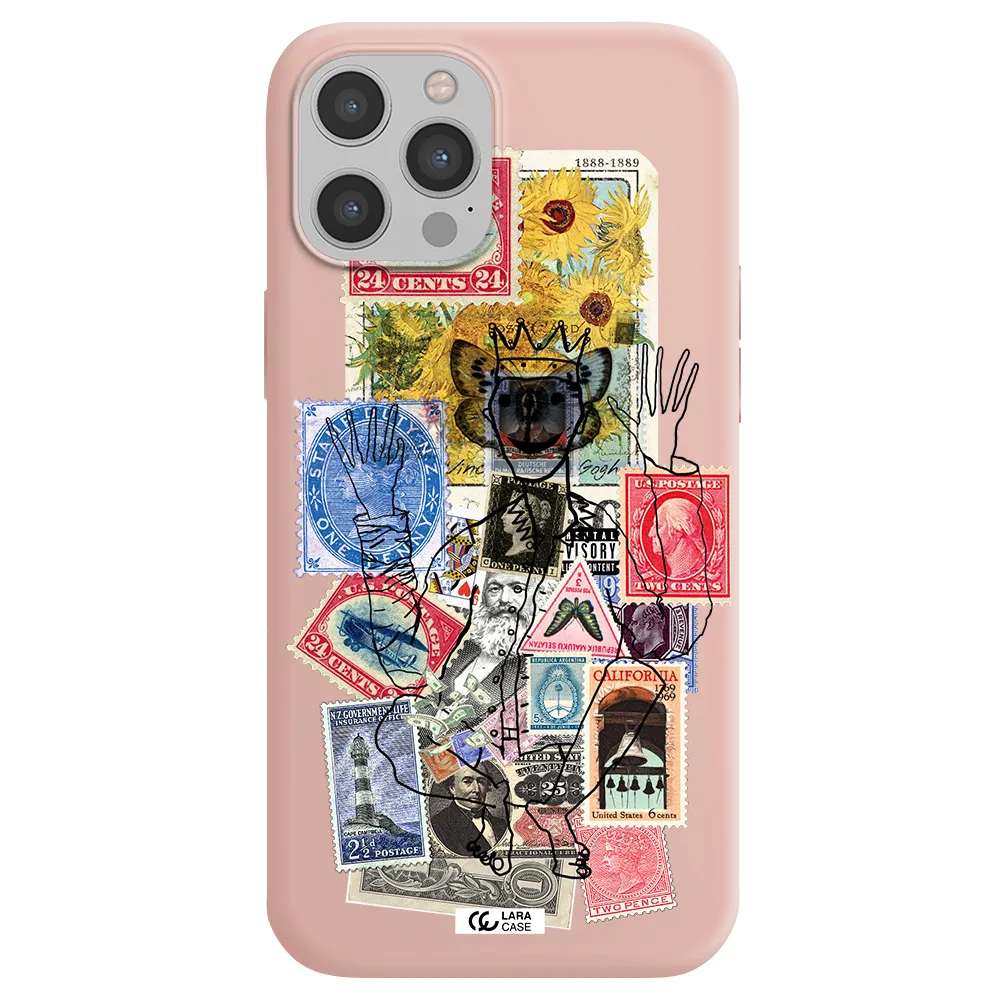 Stamp Collection Apple iPhone 12 pro max Silicone pastel pink Case
