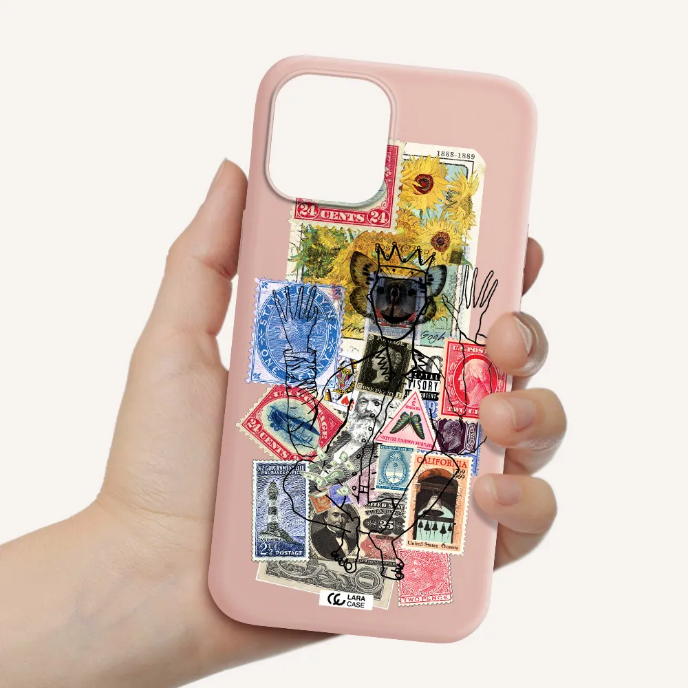 Stamp Collection Apple iPhone 12 pro max Silicone pastel pink Case