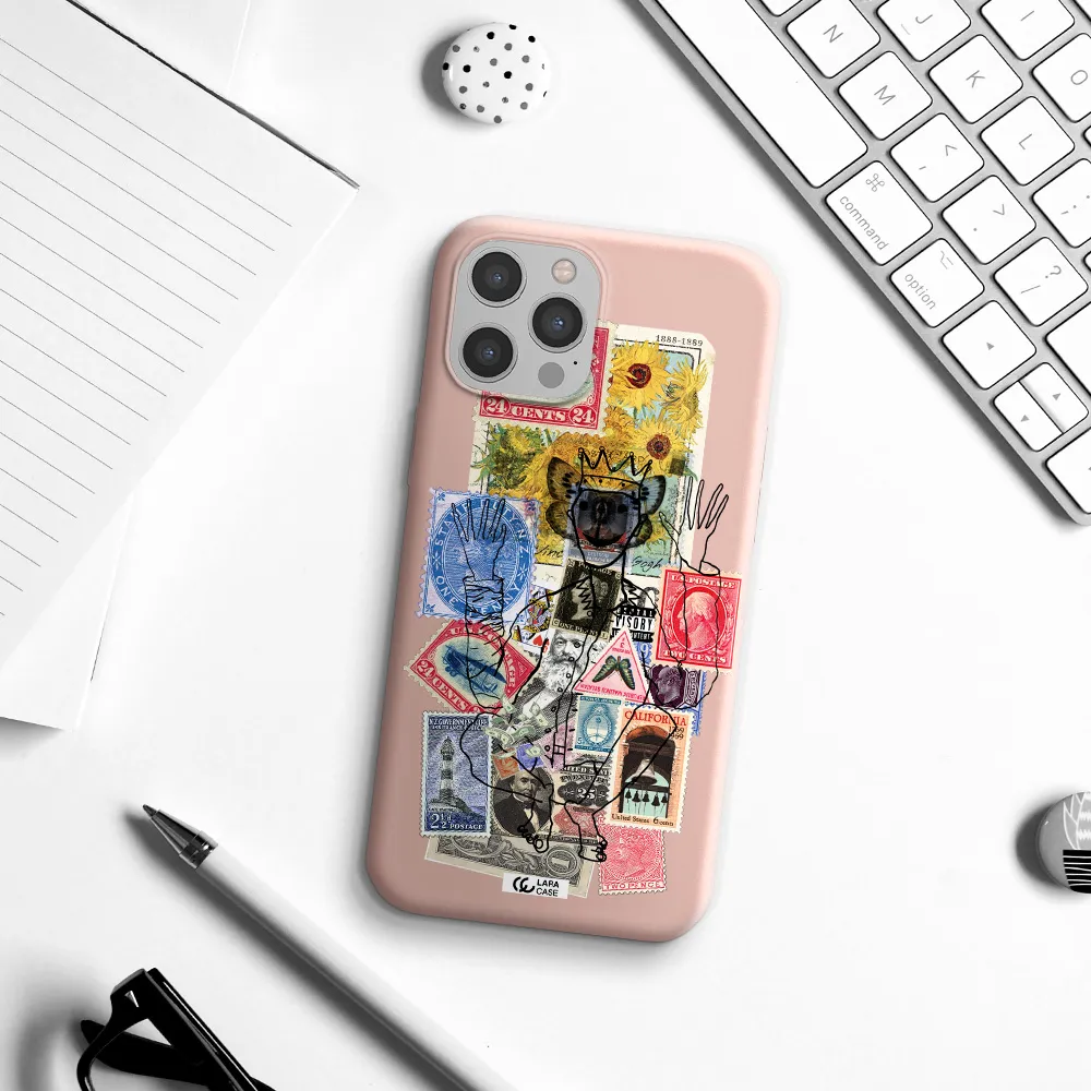 Stamp Collection Apple iPhone 12 pro max Silicone pastel pink Case