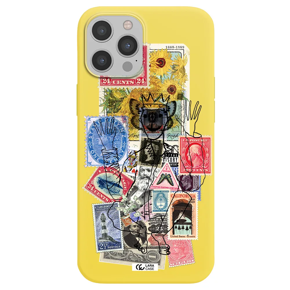 Stamp Collection Apple iPhone 12 pro Silicone canary yellow Case