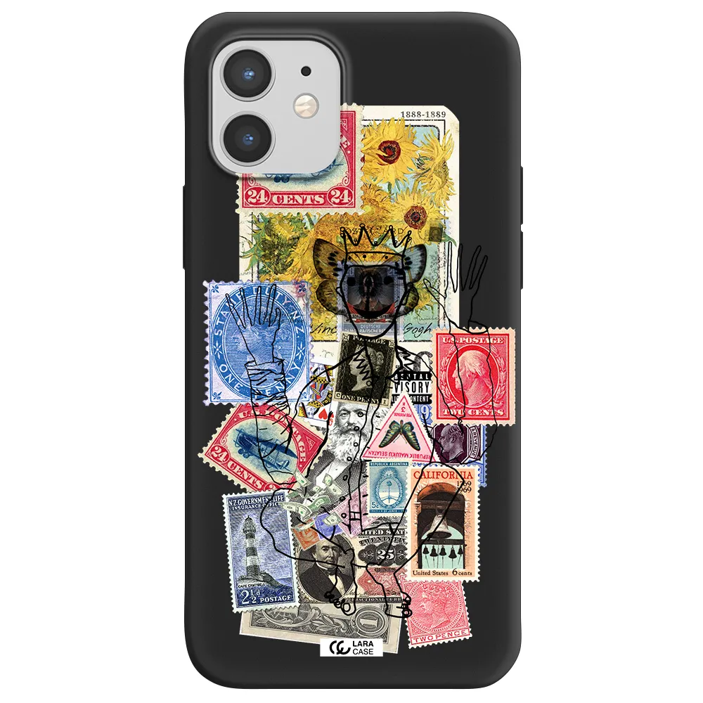 Stamp Collection Apple iPhone 12 Silicone black Case