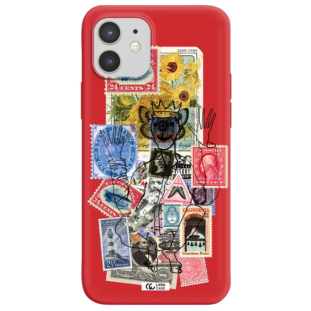 Stamp Collection Apple iPhone 12 Silicone Imperial Red Case