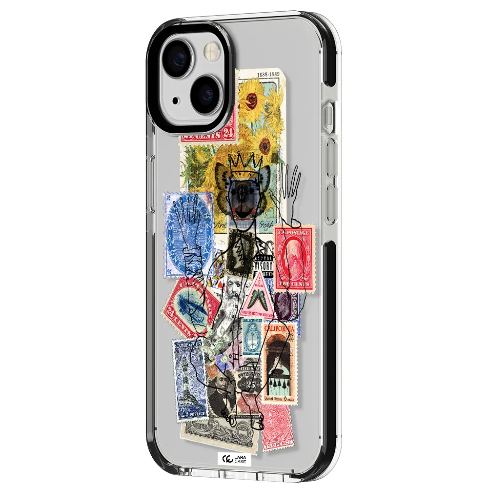 Stamp Collection Apple iPhone 13 impact black border Case
