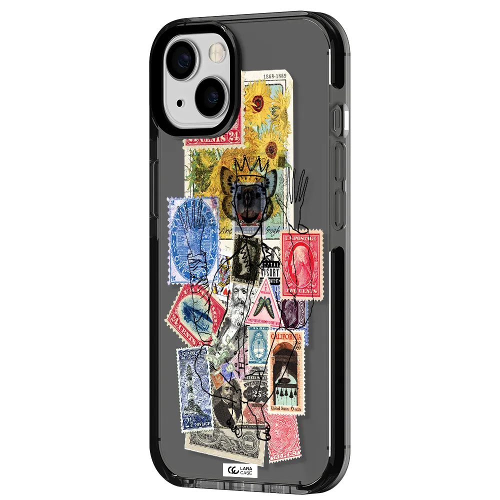 Stamp Collection Apple iPhone 13 impact Smoke Black Case