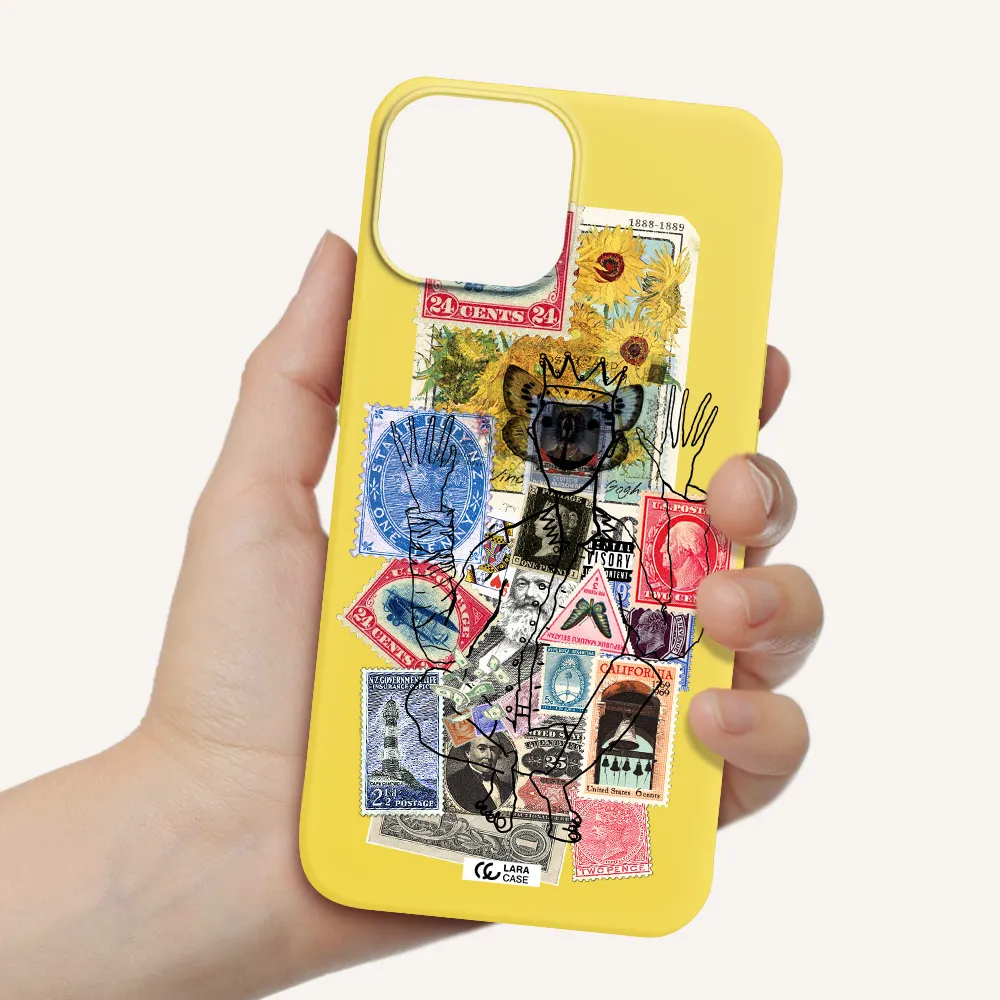 Stamp Collection Apple iPhone 13 mini Silicone canary yellow Case