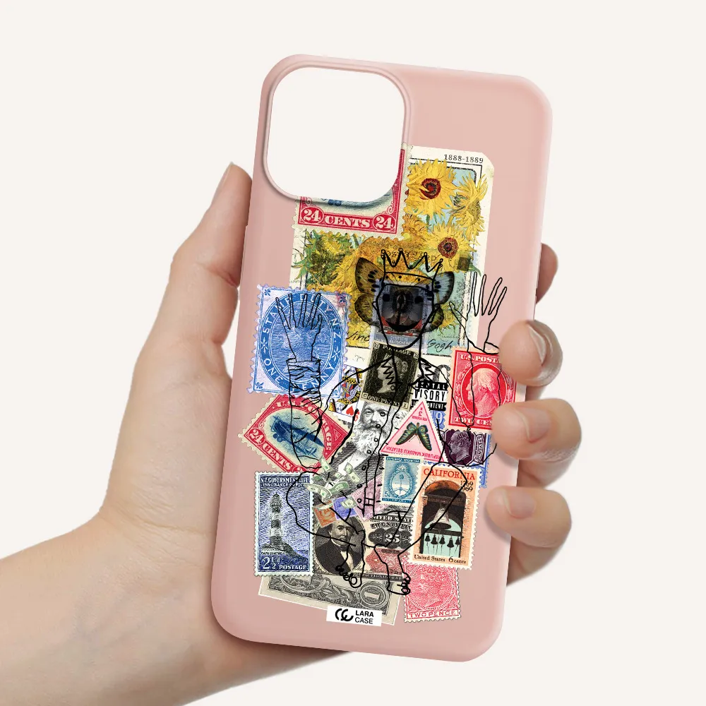 Stamp Collection Apple iPhone 13 mini Silicone pastel pink Case