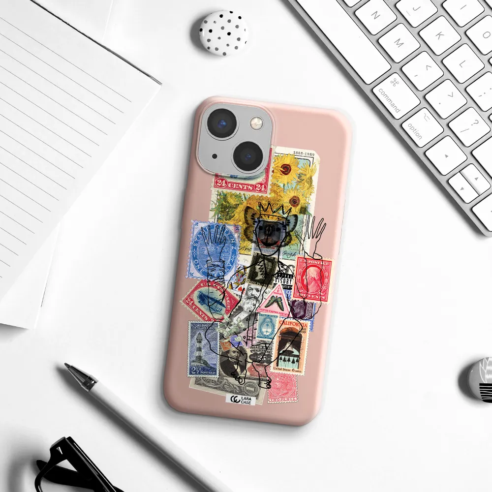 Stamp Collection Apple iPhone 13 mini Silicone pastel pink Case