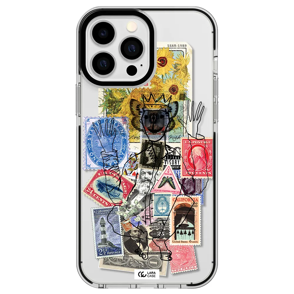 Stamp Collection Apple iPhone 13 Pro Max impact black border Case