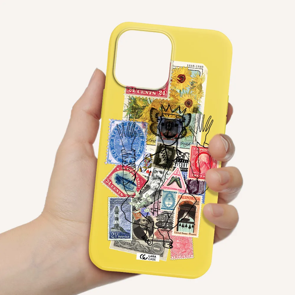 Stamp Collection Apple iPhone 13 Pro Max Silicone canary yellow Case