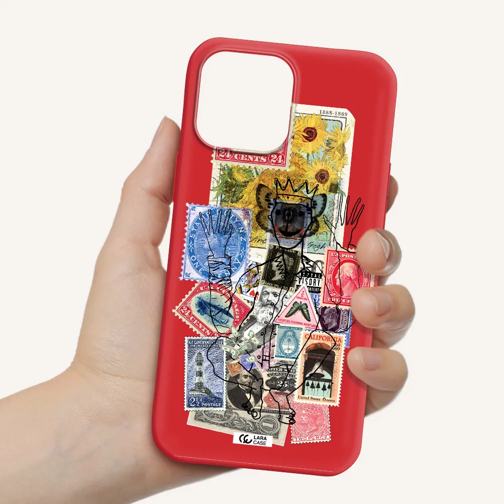 Stamp Collection Apple iPhone 13 Pro Max Silicone Imperial Red Case