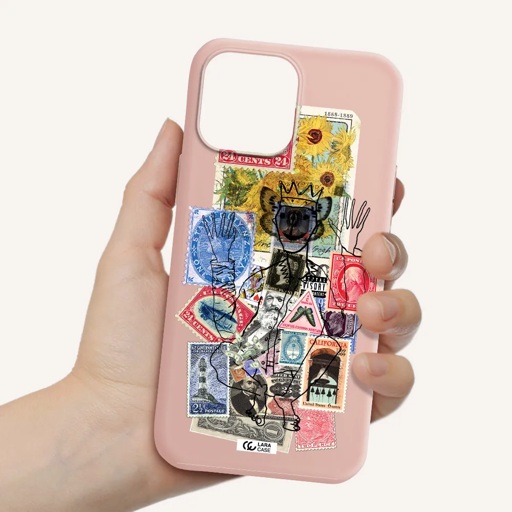 Stamp Collection Apple iPhone 13 Pro Max Silicone pastel pink Case