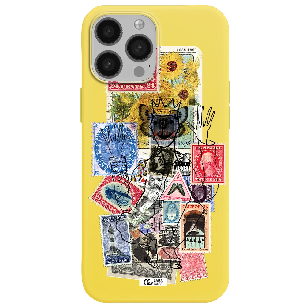 Stamp Collection Apple iPhone 13 Pro Silicone canary yellow Case
