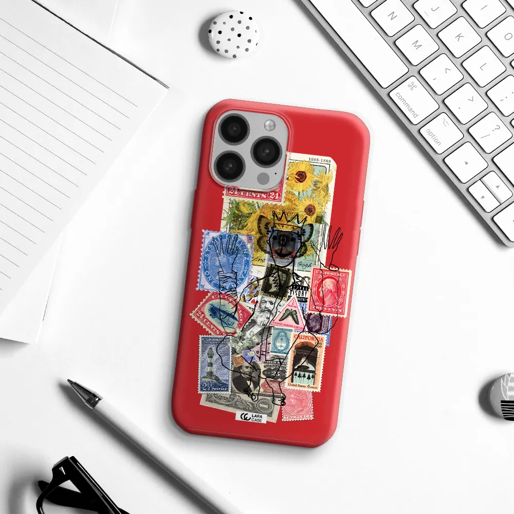 Stamp Collection Apple iPhone 13 Pro Silicone Imperial Red Case