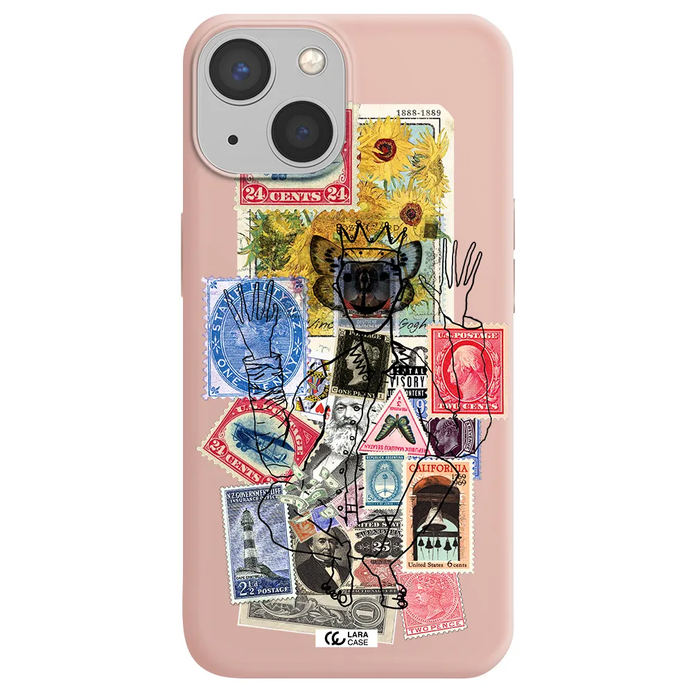 Stamp Collection Apple iPhone 13 Silicone pastel pink Case
