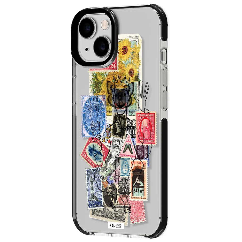 Stamp Collection Apple iPhone 14 impact black border Case