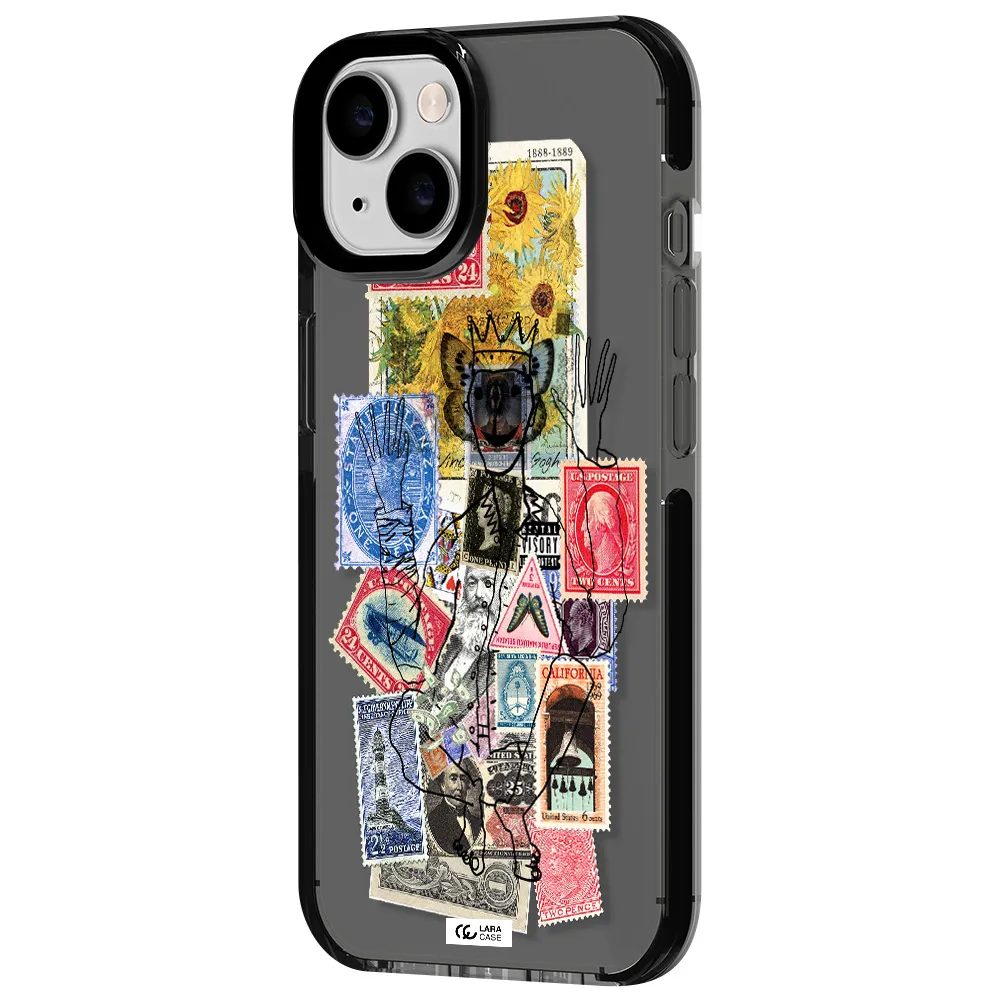 Stamp Collection Apple iPhone 14 impact Smoke Black Case