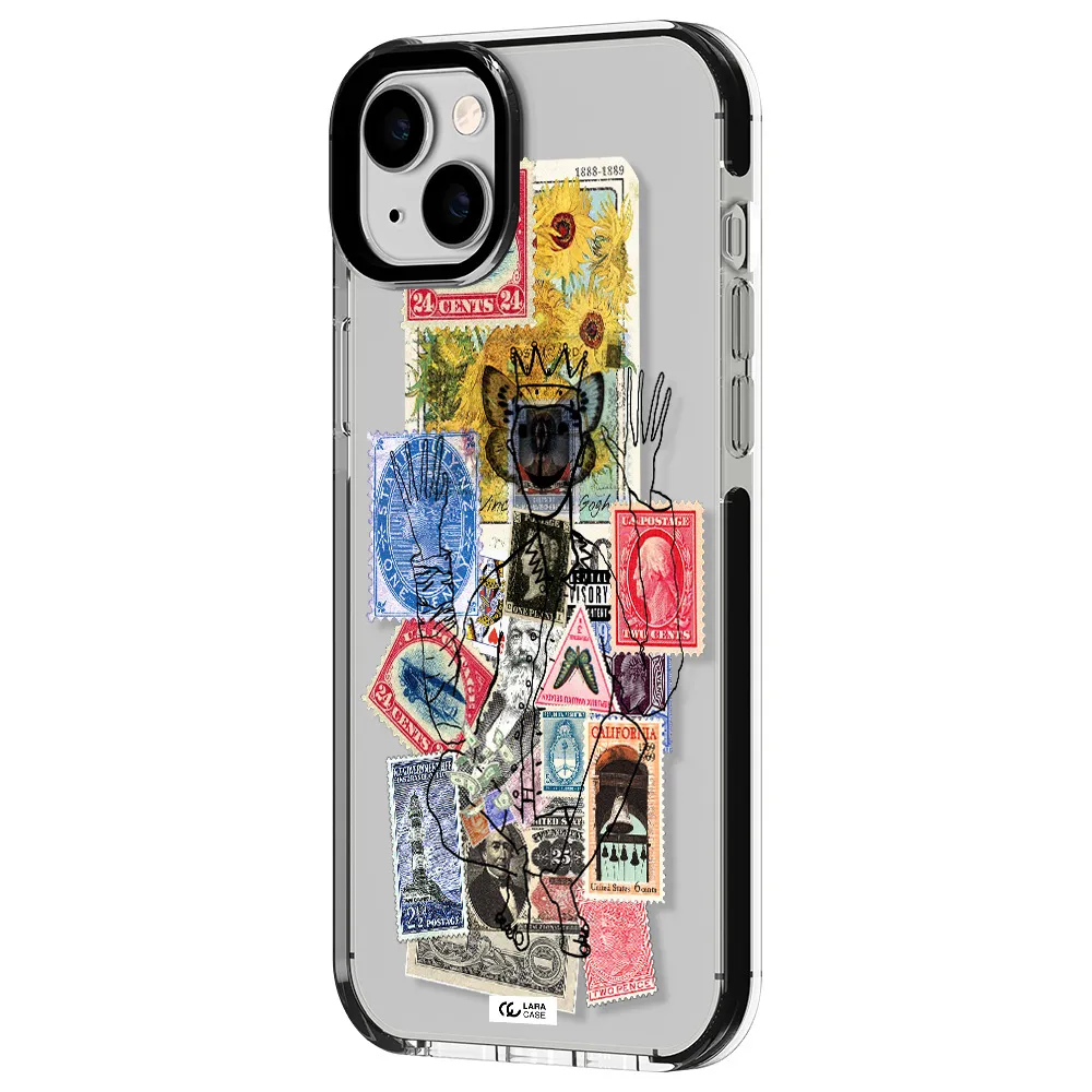 Stamp Collection Apple iPhone 14 plus impact black border Case